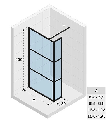 Душевая перегородка Riho Grid GB402 120x200 черный G004039121