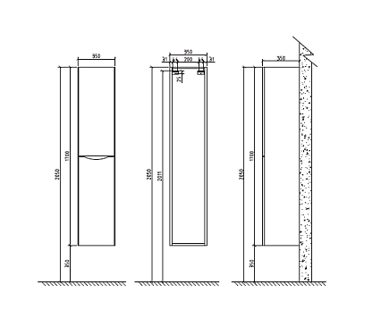 Шкаф пенал BelBagno Ancona-N 35 см L Rovere Moro