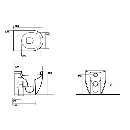 Приставной унитаз Kerasan Flo 311601, белый