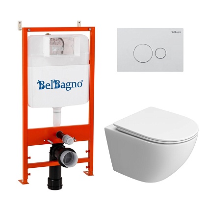 Подвесной унитаз BelBagno Uno-Tor BB5177CH-TOR/SC/BB026/BB082BL комплект 3 в 1