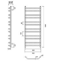 Полотенцесушитель водяной Domoterm Лаура П12 500x1000, хром