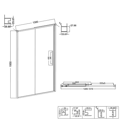 Душевая дверь Niagara Nova NG-64-13A 130x195, прозрачное, хром