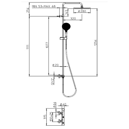 Душевая стойка Bossini Apice L10505 с термостатом