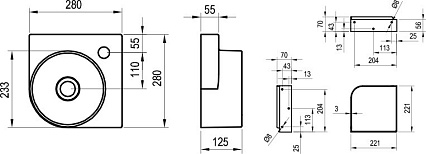 Раковина Ravak Yard XJX01028000 28 см без отверстия