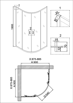 Душевой уголок Niagara Nova NG-6406-08 90x90 прозрачный, золото