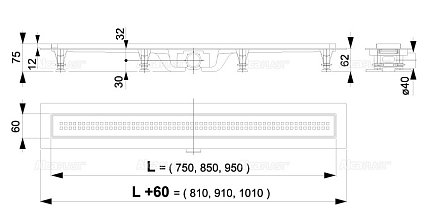 Душевой лоток Alcaplast Simple APZ9-750M 75 см, с решеткой, хром