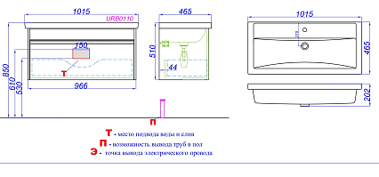 Тумба с раковиной Aqwella Urban 100 см дуб давос