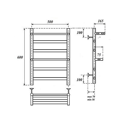 Полотенцесушитель водяной Point Артемида PN14156P П4 50x60 c 2 полками, хром