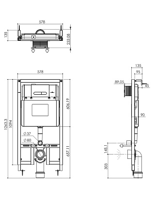 Инсталляция для унитаза AQUAme AQM4001CR с клавишей хром