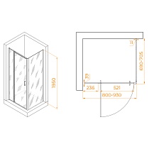 Душевой уголок RGW Passage PA-078 (RGW PA-008 + Z-050-2) 80x70 прозрачное, хром 350807887-11