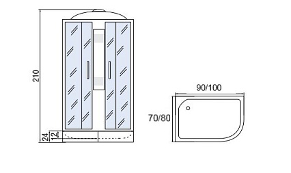 Душевая кабина Мономах 90/80/24 МЗ 90x80 хром, с рисунком, L 10000005817