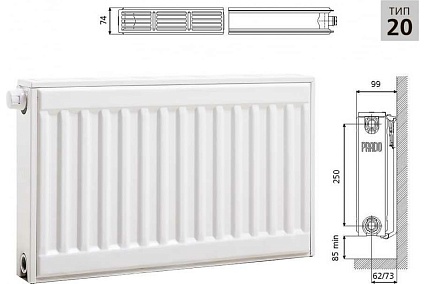 Стальной панельный радиатор Prado UNIVERSAL 20x300x2400 U203002400