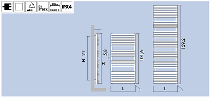 Полотенцесушитель электрический Antrax VP22 48.5x101.6 белый матовый, ETVP22048100T/BCOR