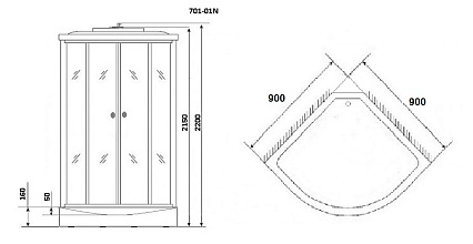 Душевая кабина Niagara NG-701-01N 90x90 стекло прозрачное, белая полоса