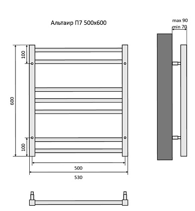 Полотенцесушитель водяной Aquatek Альтаир П7 50x60 хром, AQ KK0760CH