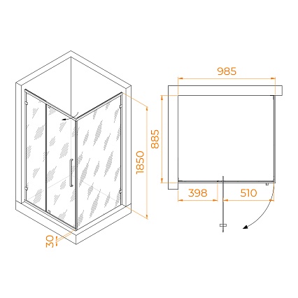 Душевой уголок RGW Classic CL-46B 100x90 прозрачное, черный 72094609-14