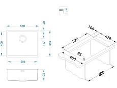 Кухонная мойка Alveus Kombino Monarch F/S 50 1121284 54 см встраиваемая сверху, антрацит