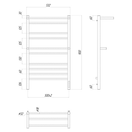 Полотенцесушитель электрический Lemark Pramen LM33910Z П10 50x90