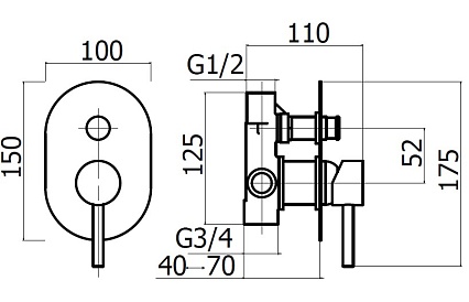 Смеситель для душа Plumberia IXO черный матовый KIT1001NO