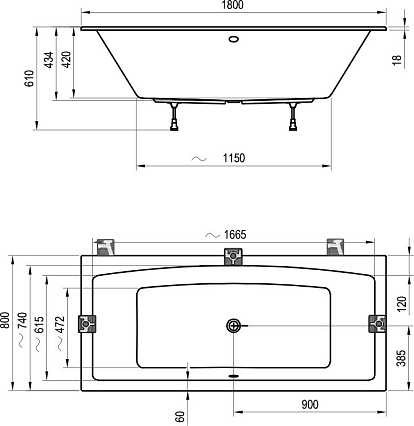 Акриловая ванна Ravak Formy 02 Slim 180x80 см C891300000