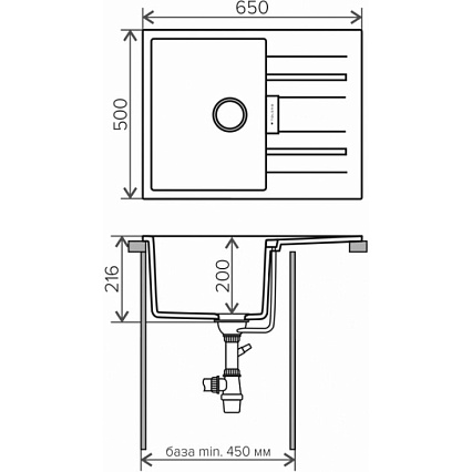 Кухонная мойка Tolero TL-650 №911 65 см черный