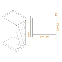 Душевая перегородка RGW Walk In WA-110B 90x195 черный, тонированное 351011009-34