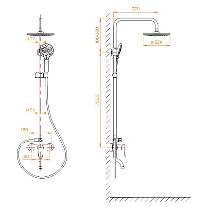 Душевая стойка RGW Shower Panels SP-25B черный, 59140125-04