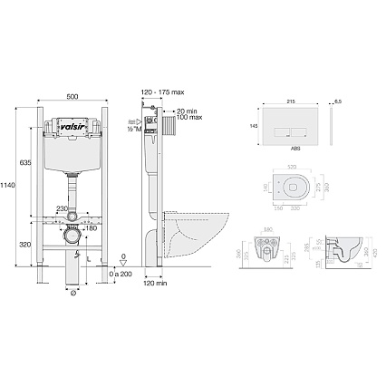 Подвесной унитаз с инсталляцией Valsir Winner S KIT VSCR 7334GM Slim P3, 4в1, кнопка хром