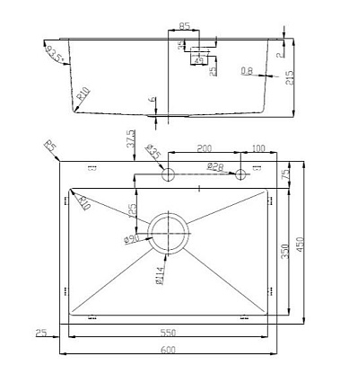 Кухонная мойка D&K 60 см DKS604504 сатин