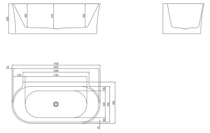 Акриловая ванна BelBagno BB409 170x80 черный матовый