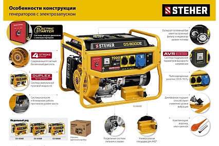 Бензиновый генератор с электростартером Steher 3300 GS-4500Е