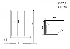 Душевая кабина Niagara NG 2310-14LBK 120x80 стекло матовое, без крыши, L