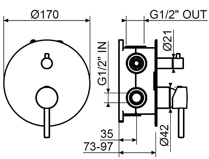 Смеситель для душа Plumberia IXO хром KIT1901CR