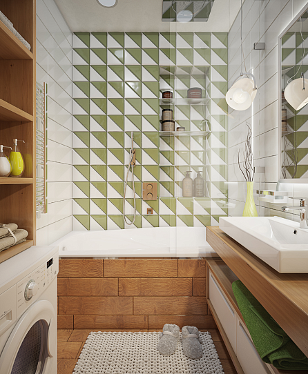 Дизайн-проект ванной комнаты «Зелёный сад»