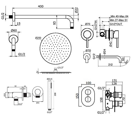 Душевой набор Plumberia IXO KITZXOT18CR210 хром