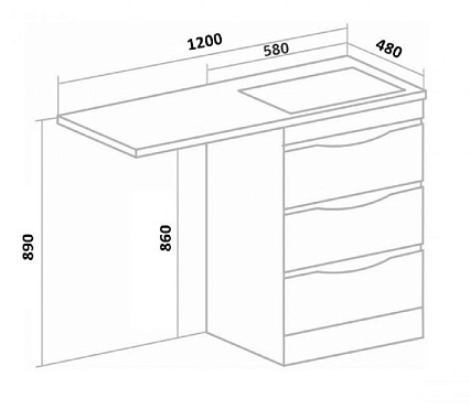 Тумба с раковиной Runo Орион 120 см левое крыло, белый