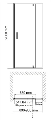 Душевая дверь WasserKRAFT Aisch 55P04 90x200 матовое золото