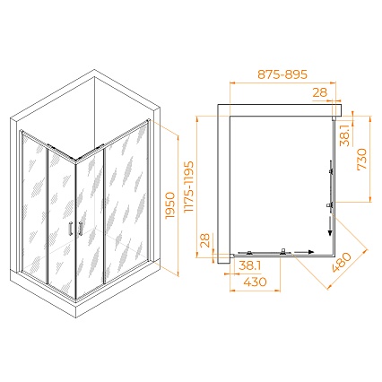 Душевой уголок RGW Passage PA-246B 120x90 прозрачное, черный 030824692-14