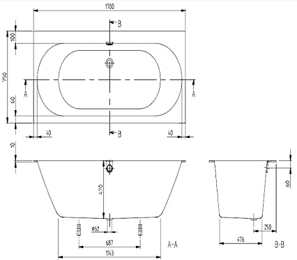 Квариловая ванна Villeroy&Boch Oberon 2.0 170x75 см UBQ170OBR2DV-01