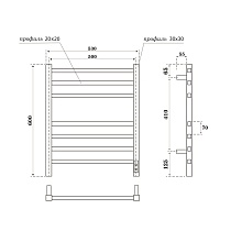 Полотенцесушитель электрический Point Вега PN71856GB П7 50x60 диммер справа, графит блеск