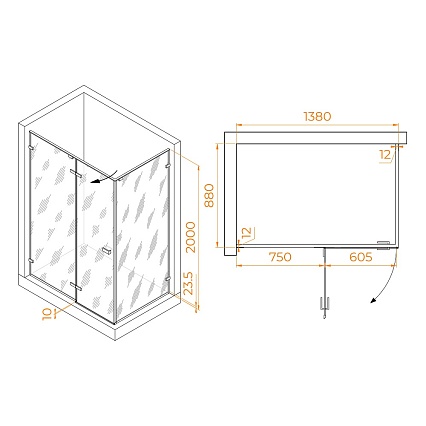 Душевой уголок RGW Stilvol SV-040B 140x90 черный, матовое 353204049-24