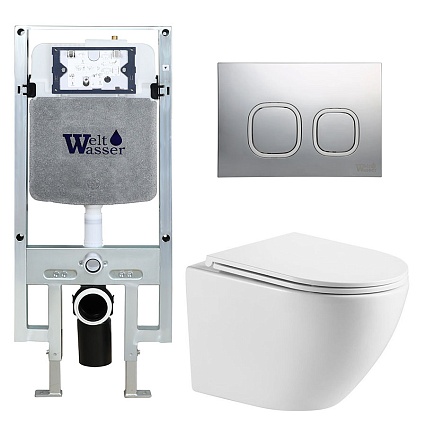 Комплект Weltwasser 10000011293 унитаз Merzbach 043 GL-WT + инсталляция + кнопка Amberg RD-CR
