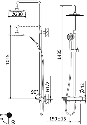 Душевая стойка Cezares Leaf LEAF-CDA-23