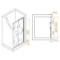 Душевая дверь RGW Passage PA-14Gb 100x195, прозрачное, брашированное золото 41081410-16