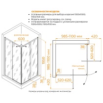 Душевой уголок RGW Passage PA-38 100x110, прозрачное