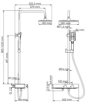 Душевая стойка WasserKRAFT A11301 Thermo