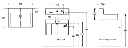 Тумба с раковиной Kerama Marazzi Tecnologica M 65 см 2 ящика, белоснежный