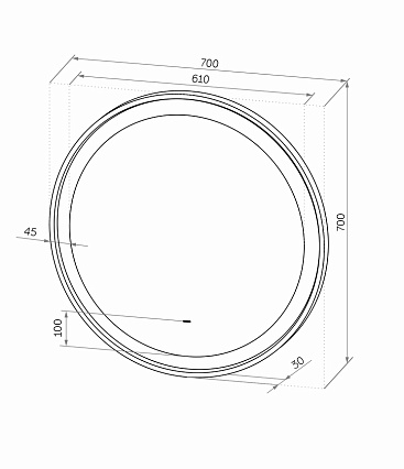 Зеркало Континент Planet White LED 70x70 см с подсветкой ЗЛП1170