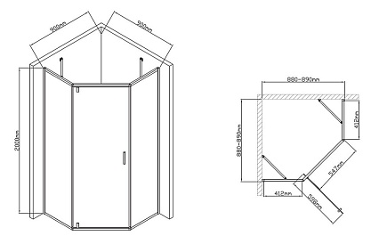 Душевой уголок Vincea Slim-U VSP-2SU900CL 90x90 хром, стекло прозрачное