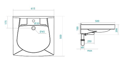 Раковина Santek Пилот 1.WH30.1.970 50